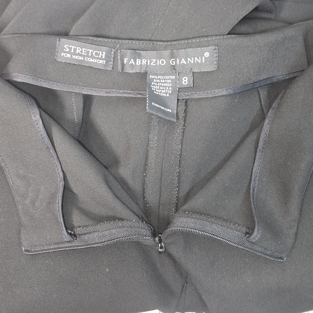 FABRIZIO GIANNI WOMENS BLACK FLAT FRONT ZIP TROUSERS SIZE 8 EUC - Picture 2 of 5